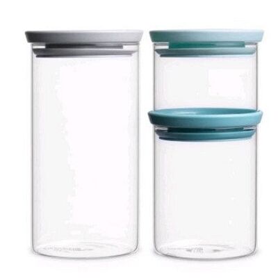 Brabantia Voorraadbus stapelbaar set van 3 glas (350ml,600ml en 1100ml)