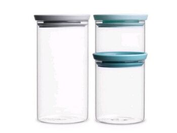 Boîte de rangement Brabantia empilable lot de 3 verres (350ml, 600ml et 1100ml)