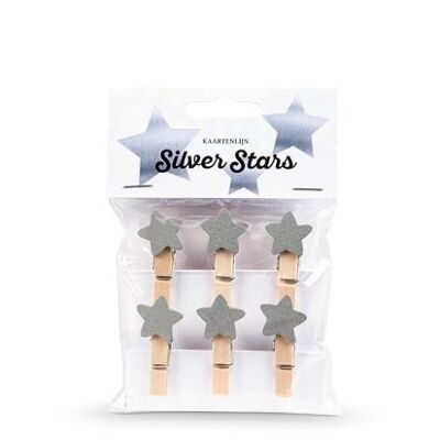 clothespins card line Silver Stars