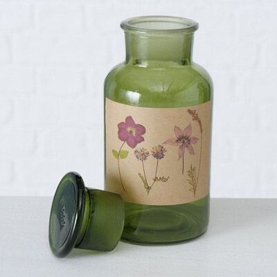 Boltze Home Apothekersfles glas Drya Ø8xh18cm groen