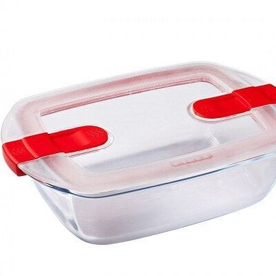 Pyrex COOK&HEAT Rechthoekige schaal met deksel 1,1L 23x15x6cm