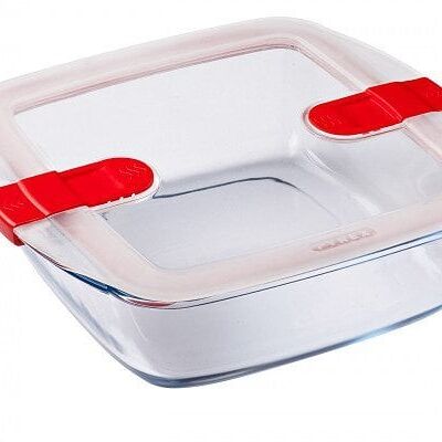 Pyrex COOK&HEAT Vierkante schaal met deksel 2,2L 25x22x7cm