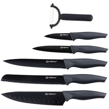 Alpina Set de couteaux 6 pièces, 5 couteaux et éplucheur 1