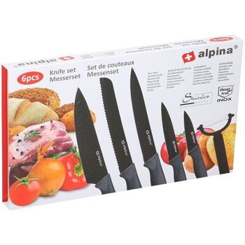 Alpina Set de couteaux 6 pièces, 5 couteaux et éplucheur 2