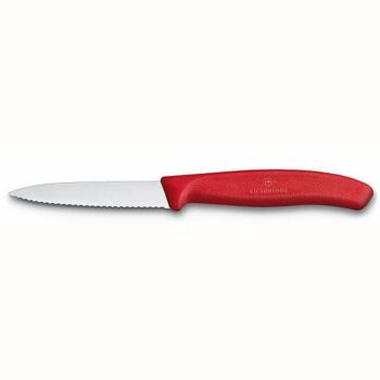 Couteau d'office Victorinox Swissclassic 8cm lame dentelée manche rouge