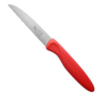 Couteau d'office Couteau moulin en acier inoxydable avec manche en plastique rouge