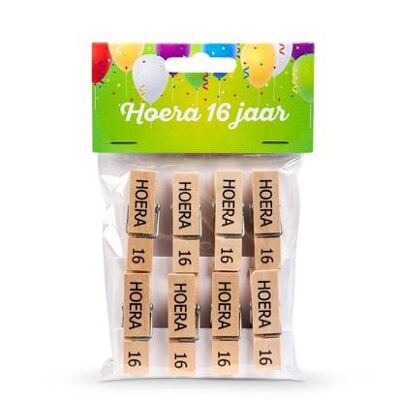 clothespin set Hoera 16