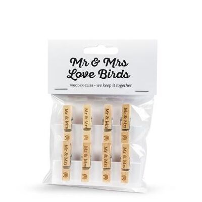 Mini mollette Mr & Mrs Love Birds