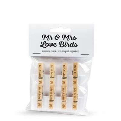 Mini clothespins Mr & Mrs Love Birds