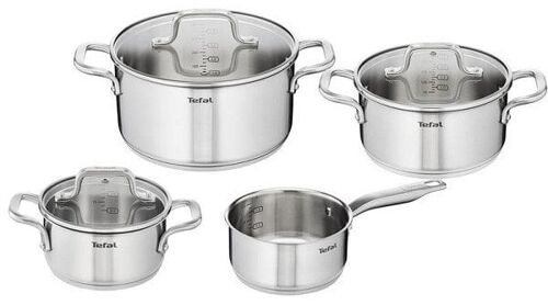 Tefal Virtuoso Set 4-delig RVS kookset steelpan 16cm kookpannen van 16/20/24cm geschikt voor alle warmtebronnen.