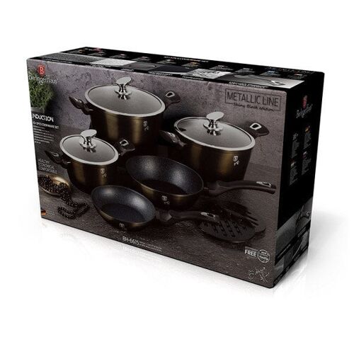 Buy wholesale Berlingerhaus pan set 5 pieces with glass lid Shiny Black  collection aluminum also induction