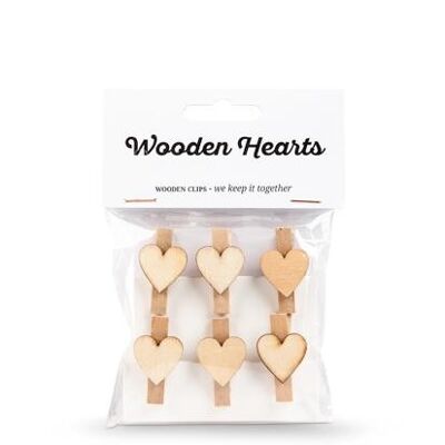 Mini pinzas para la ropa Corazones de madera