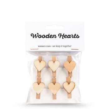 Mini pinces à linge Coeurs en bois 1
