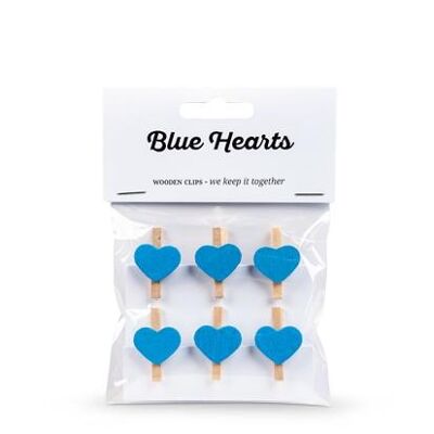 Mini clothespins Blue Hearts