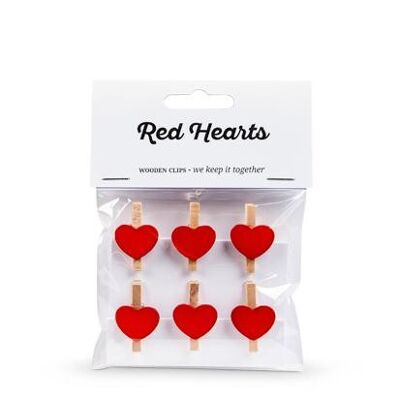 Mini clothespins Red Hearts