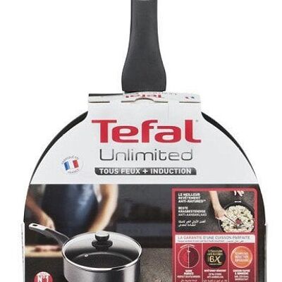 Tefal Unlimited Hapjespan 24cm + deksel van aluminium met titainium coating, geschikt voor alle warmtebronnen, inclusief inductie