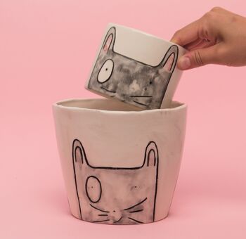 GONZALO: Maceta grande para gatos de cerámica hecha a mano 6