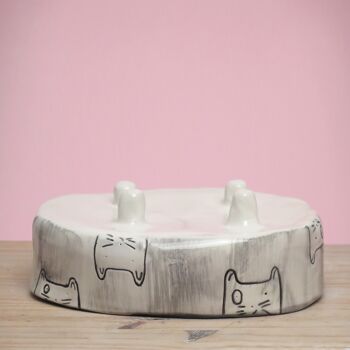 MOMO : Mangeoire pour chat en céramique faite à la main en monochrome 7