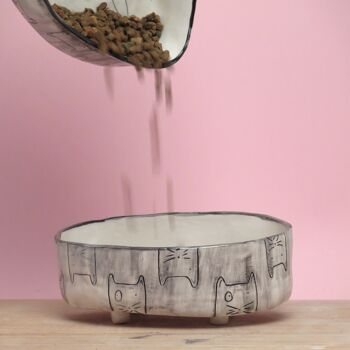 MOMO : Mangeoire pour chat en céramique faite à la main en monochrome 2