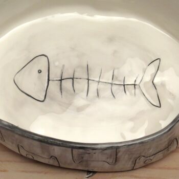 MOMO : Mangeoire pour chat en céramique faite à la main en monochrome 6
