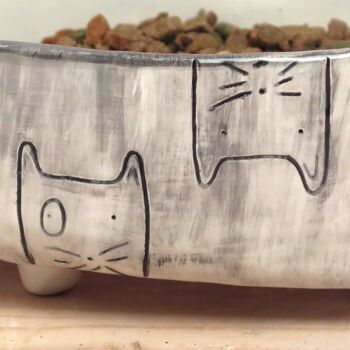MOMO : Mangeoire pour chat en céramique faite à la main en monochrome 3