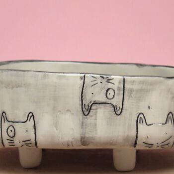 MOMO : Mangeoire pour chat en céramique faite à la main en monochrome 8