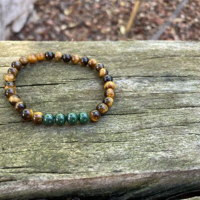 Lithotherapy bracelet in Malachite and Tiger's Eye