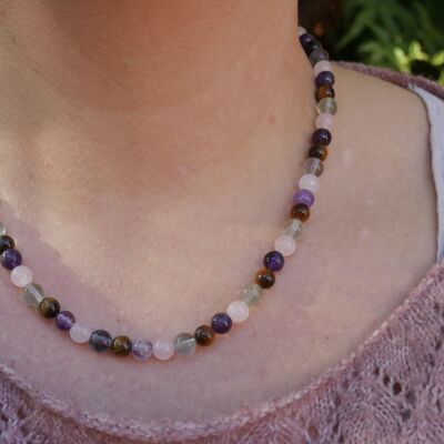 Necklace or Choker in natural pearls, Lithotherapy