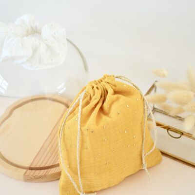 Yellow cotton gauze pouch