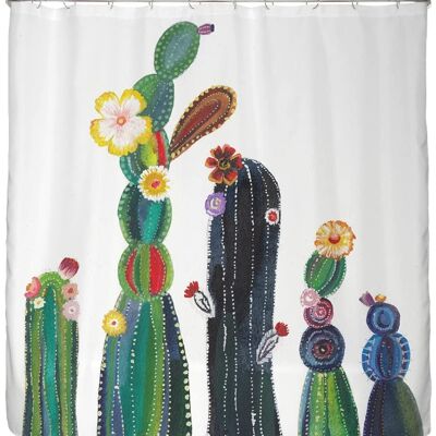 Cortina de ducha cactus flores 180x200 cm