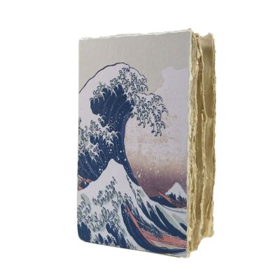 Carnet en papier parchemin, motif La Vague d'Hokusai, A5