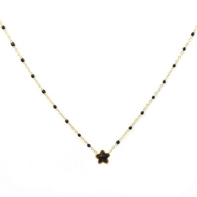 Gold necklace little star black
