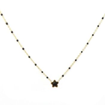 Collier doré petite étoile noir 1