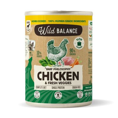 BARF steamed canned Chicken with fresh vegetables for Dogs 400gr _ Wild Balance