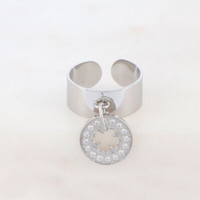 Isabelline ring - rhodium clover