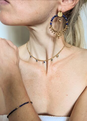 Collier doré pour femme avec pendentifs de lapis-lazuli - MARSEILLE 1