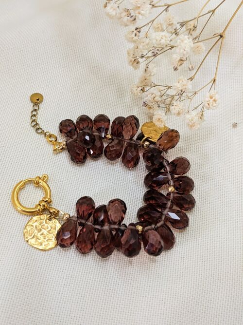 Bracelet baroque por femme à perles à facettes de couleur grenat - FLORENCE