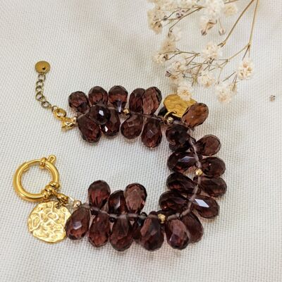 Baroque bracelet for women with garnet-colored faceted beads - FLORENCE