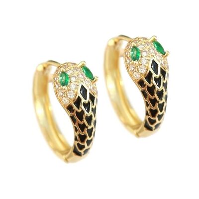 Gold earrings snake rhinestones