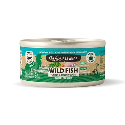 BARF steamed canned Fish and Turkey with fresh vegetables for Cats 120gr