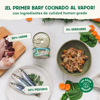 BARF Conserves Vapeur Poisson et Dinde avec Légumes Frais pour Chats 120gr 2
