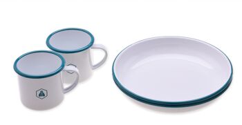 Coffret de 2 assiettes et 2 tasses émaillées 9