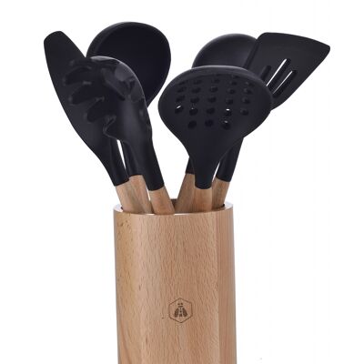 Black Edition - Set de 6 ustensiles de cuisine dans un pot