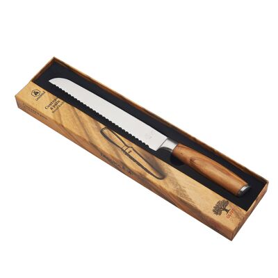 Cuchillo para pan de madera de olivo