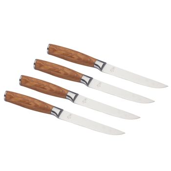 Ensemble de 4 couteaux de table en bois d'olivier 5