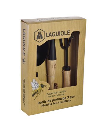 Kit 3 outils de plantation noirs et bois 2