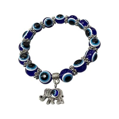 Braccialetto elasticizzato con perline Evil Eye, elefante