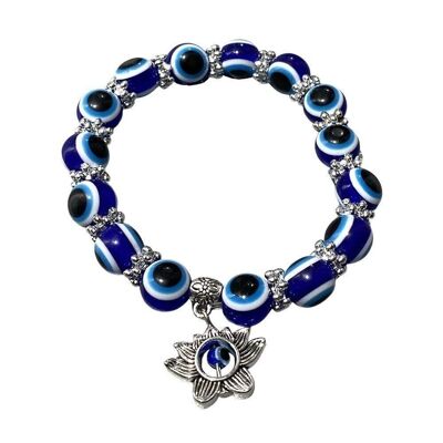 Bracelet extensible perlé Evil Eye, fleur de lotus