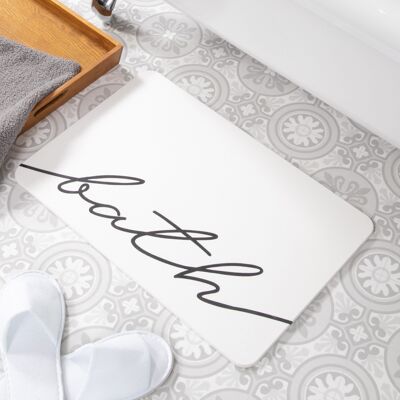 Bath Scribble White Stone Non Slip Bath Mat