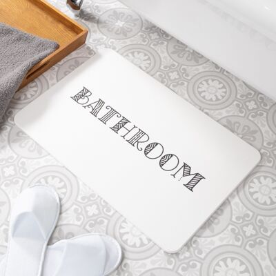 Bathroom White Stone Non Slip Bath Mat